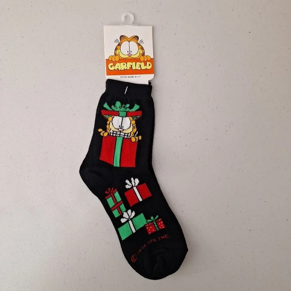 Vintage 1978 GARFIELD THE CAT Women's Crew Socks Christmas Novelty NWT